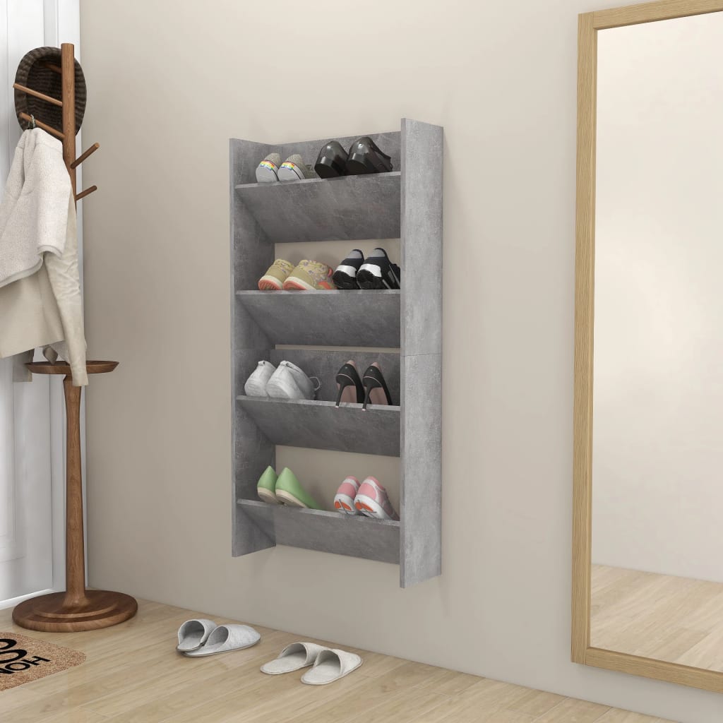 Scarpiere Muro 2pz Grigio Cemento 60x18x60cm Legno Multistrato - homemem39