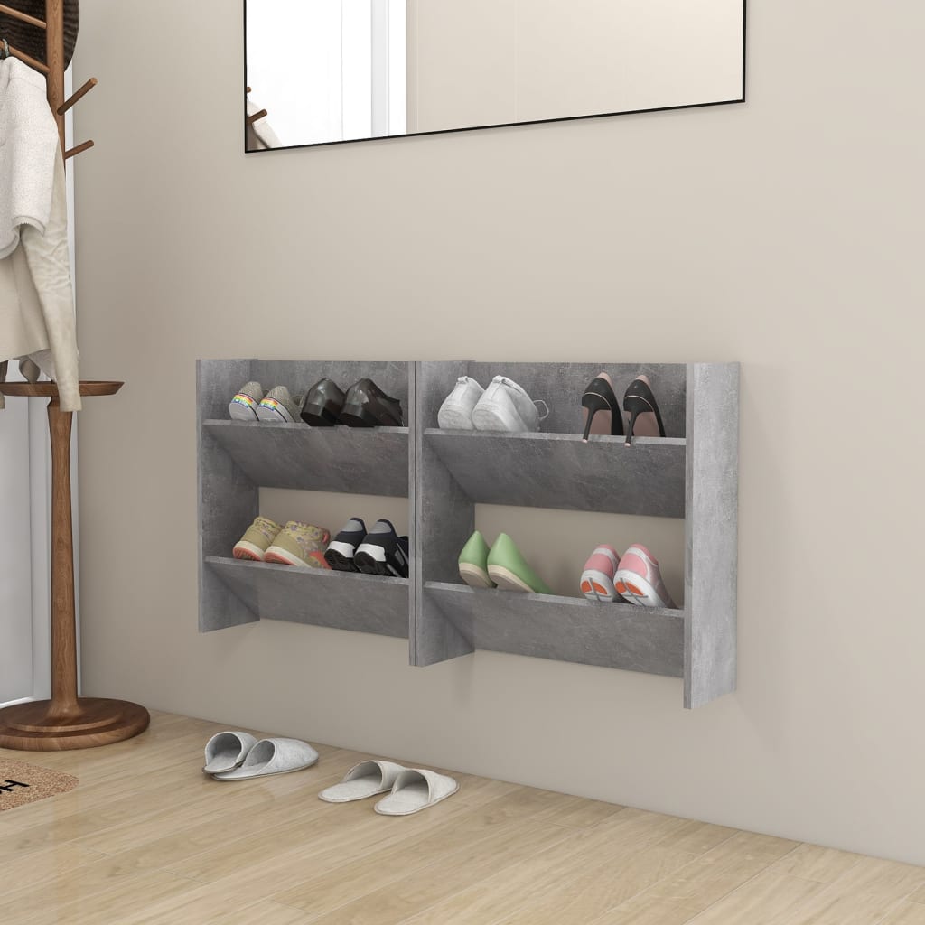 Scarpiere Muro 2pz Grigio Cemento 60x18x60cm Legno Multistrato - homemem39