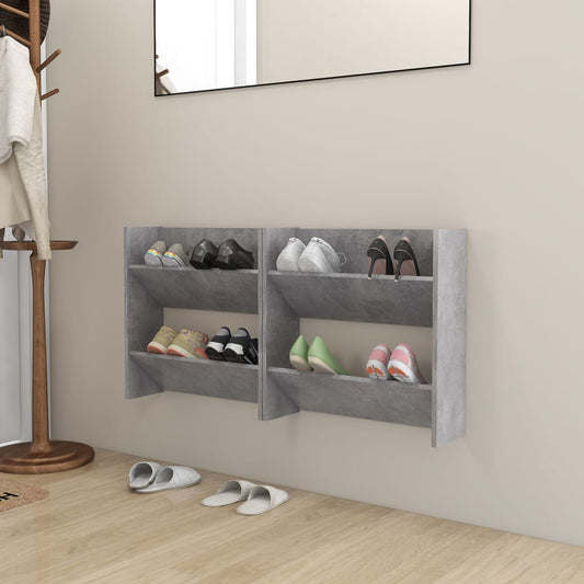 Scarpiere Muro 2pz Grigio Cemento 60x18x60cm Legno Multistrato - homemem39