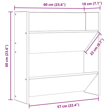Scarpiere a Muro 4pz Nero Lucido 60x18x60cm Legno Multistrato