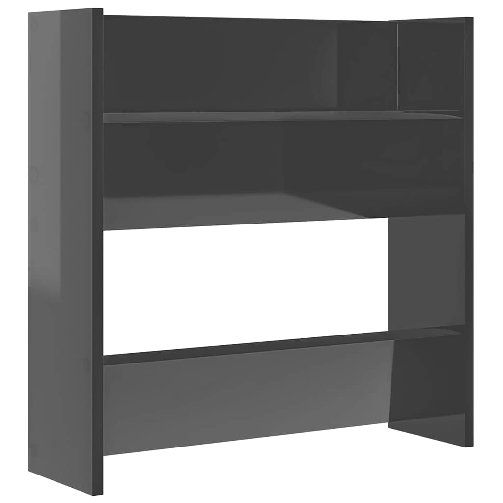 Scarpiera a Muro Grigio Lucido 60x18x60 cm in Legno Multistrato