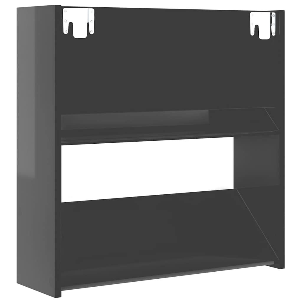 Scarpiera a Muro Grigio Lucido 60x18x60 cm in Legno Multistrato