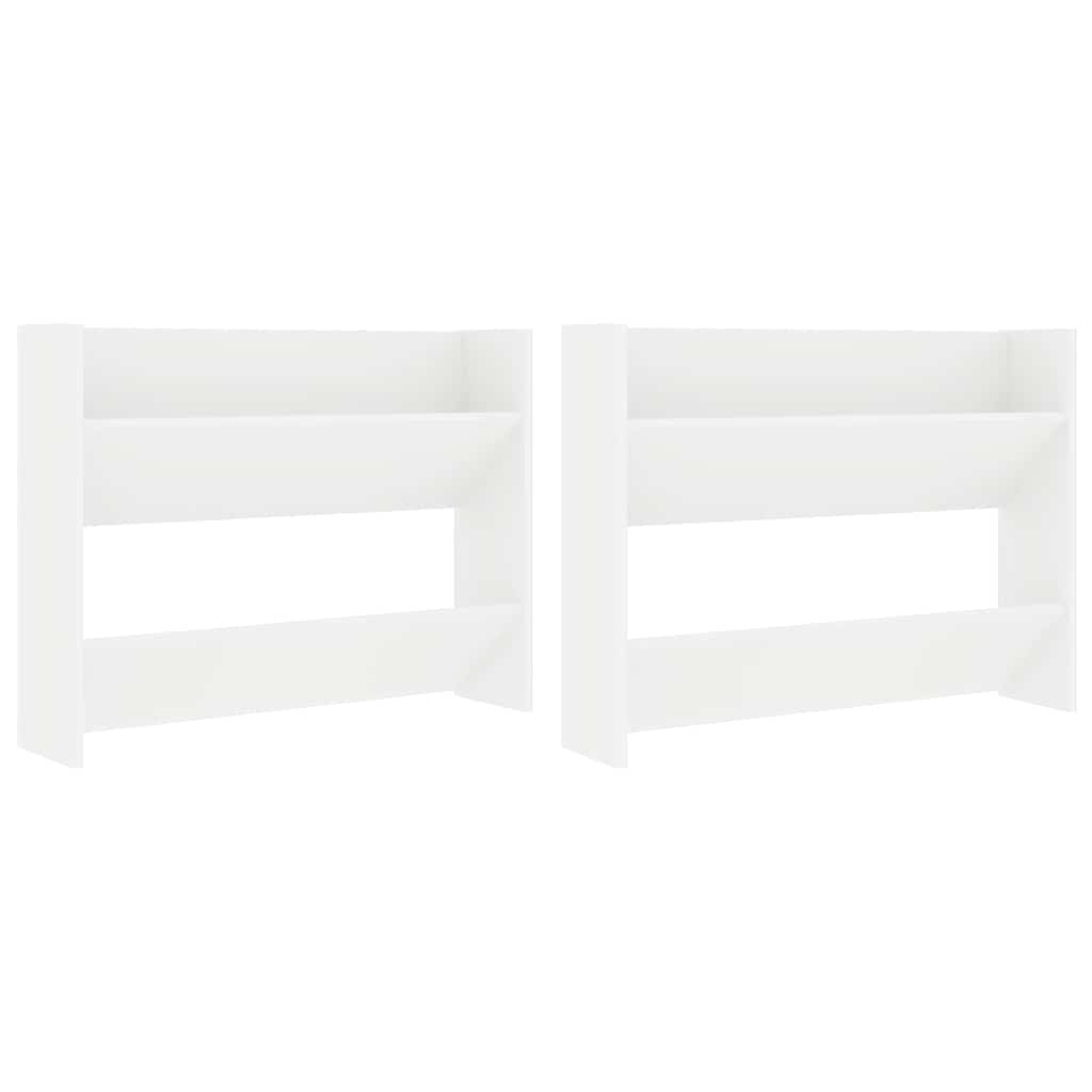 Scarpiere a Muro 2pz Bianche 80x18x60 cm in Legno Multistrato