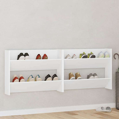 Scarpiere a Muro 2pz Bianche 80x18x60 cm in Legno Multistrato