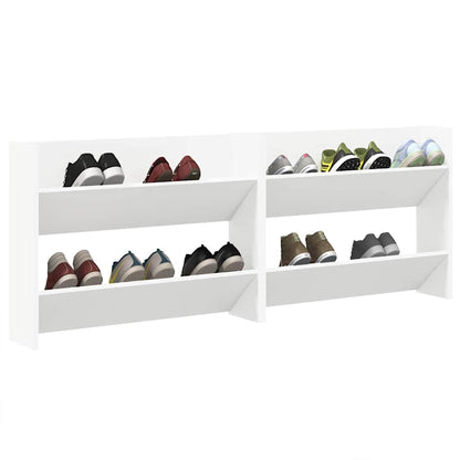 Scarpiere a Muro 2pz Bianche 80x18x60 cm in Legno Multistrato