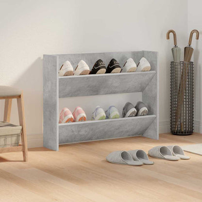Scarpiera a Muro Grigio Cemento 80x18x60cm in Legno Multistrato
