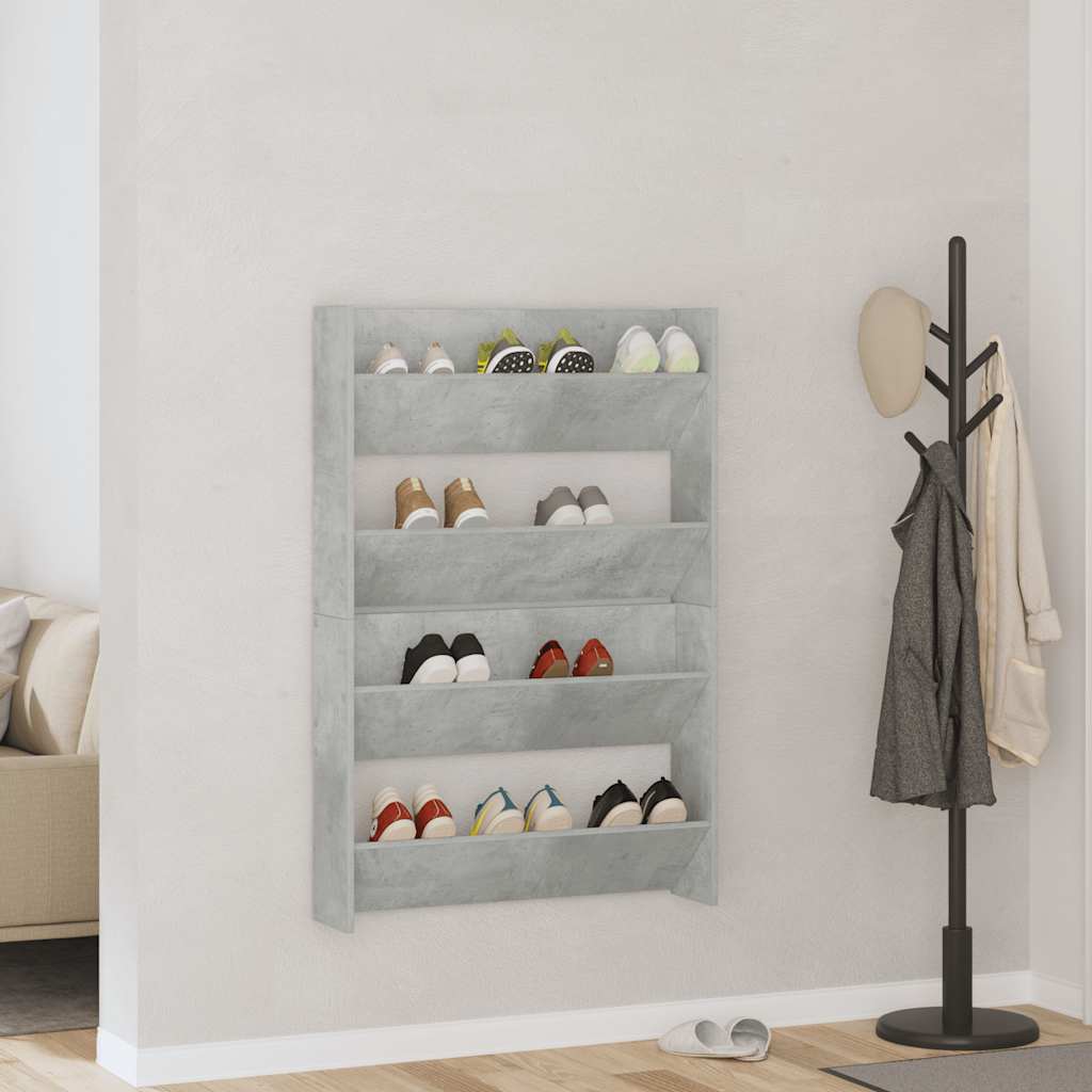 Scarpiere Muro 2pz Grigio Cemento 80x18x60cm Legno Multistrato - homemem39