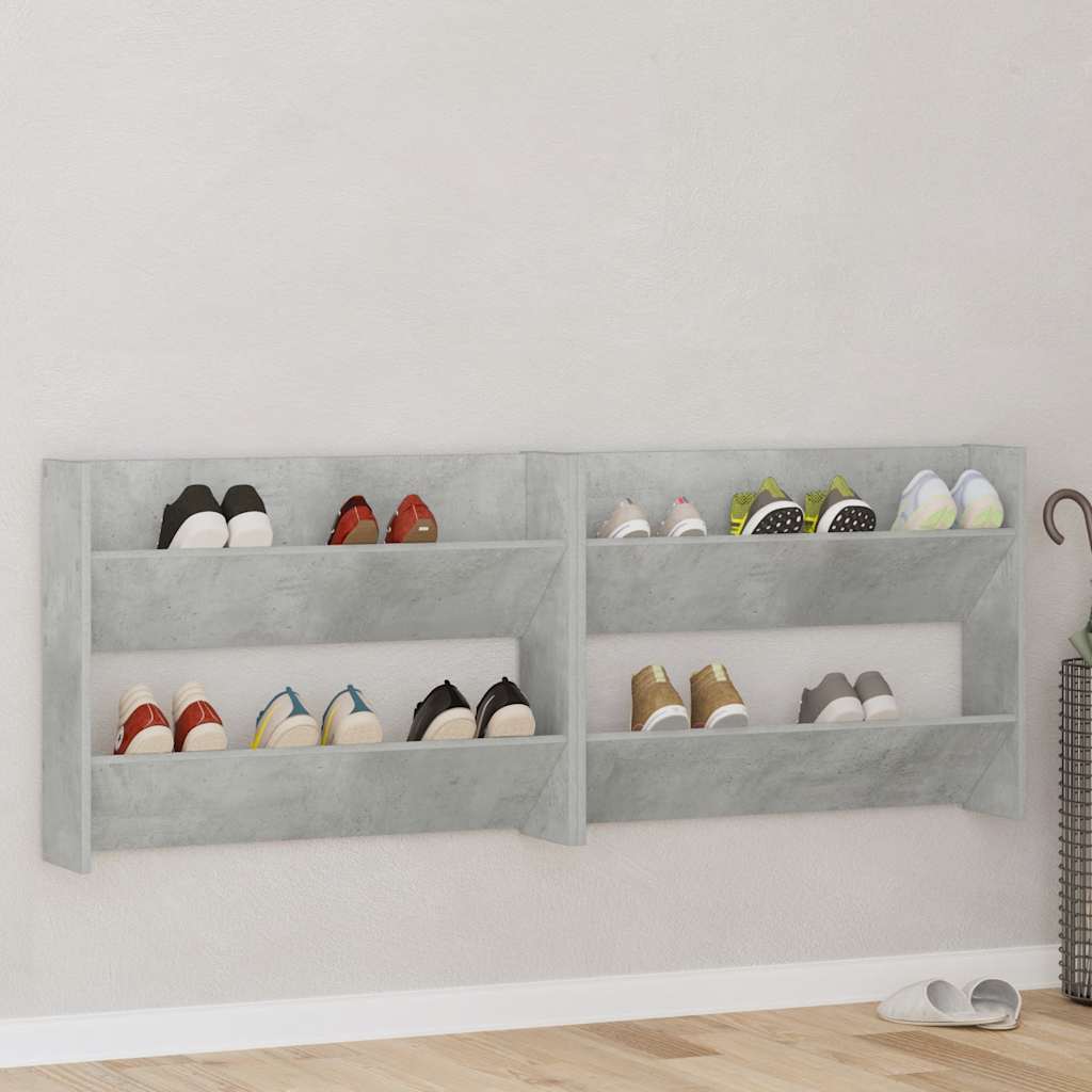 Scarpiere Muro 2pz Grigio Cemento 80x18x60cm Legno Multistrato - homemem39