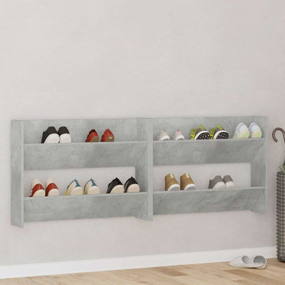 Scarpiere Muro 2pz Grigio Cemento 80x18x60cm Legno Multistrato - homemem39