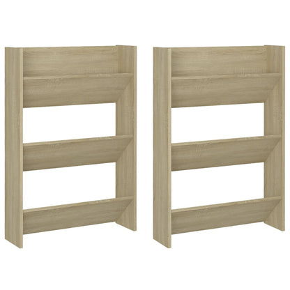 Scarpiere a Muro 2pz Rovere Sonoma 60x18x90cm Legno Multistrato - homemem39