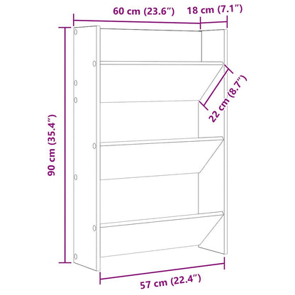 Scarpiere a Muro 2pz Rovere Sonoma 60x18x90cm Legno Multistrato