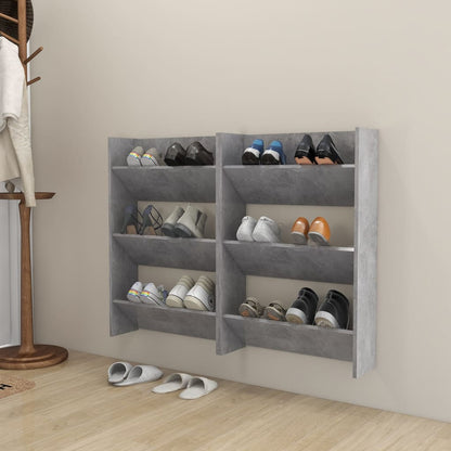 Scarpiere Muro 2pz Grigio Cemento 60x18x90cm Legno Multistrato - homemem39