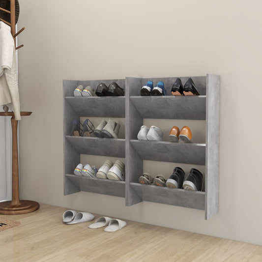 Scarpiere Muro 2pz Grigio Cemento 60x18x90cm Legno Multistrato - homemem39