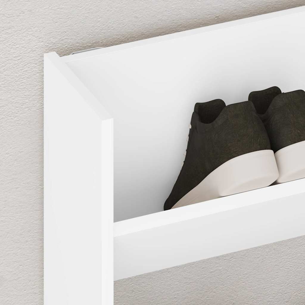 Scarpiera a Muro Bianca 80x18x90 cm in Legno Multistrato - homemem39