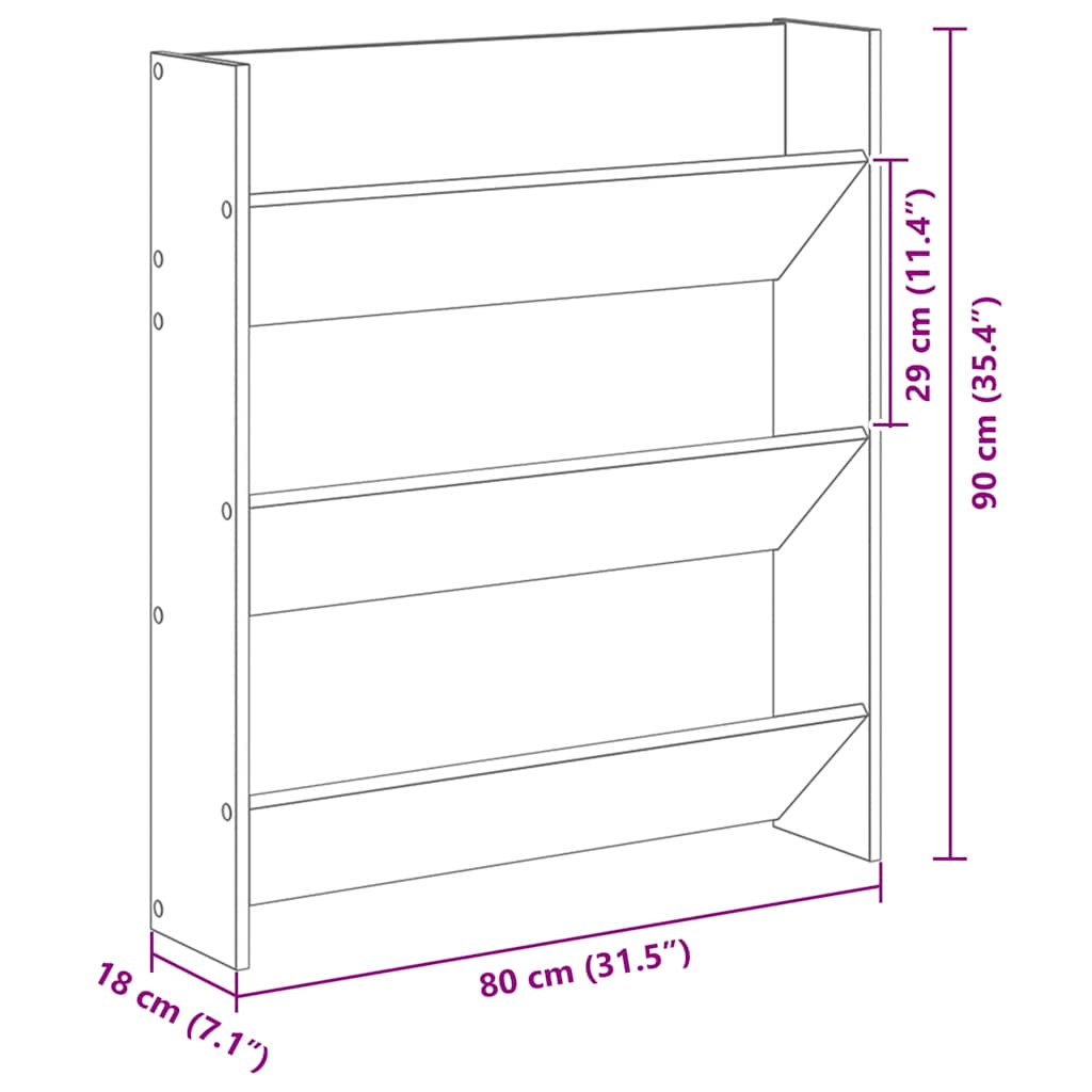 Scarpiera a Muro Bianca 80x18x90 cm in Legno Multistrato - homemem39