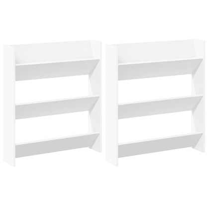 Scarpiere a Muro 2pz Bianche 80x18x90 cm in Legno Multistrato