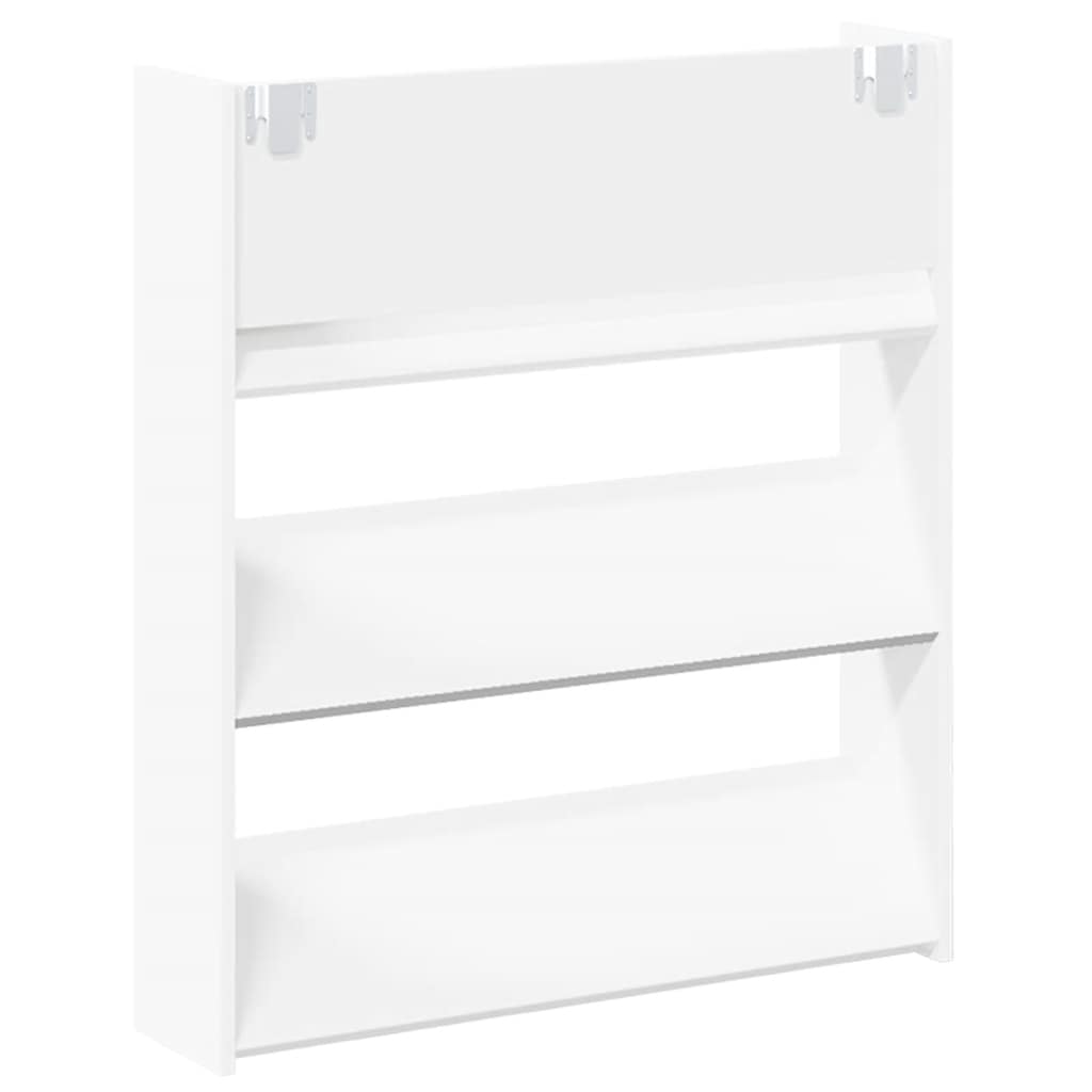Scarpiere a Muro 2pz Bianche 80x18x90 cm in Legno Multistrato