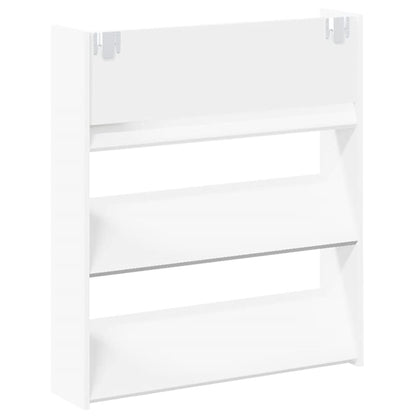 Scarpiere a Muro 2pz Bianche 80x18x90 cm in Legno Multistrato