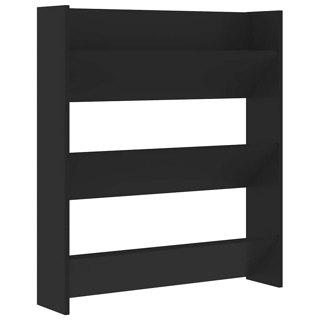Scarpiera a Muro Nera 80x18x90 cm in Legno Multistrato