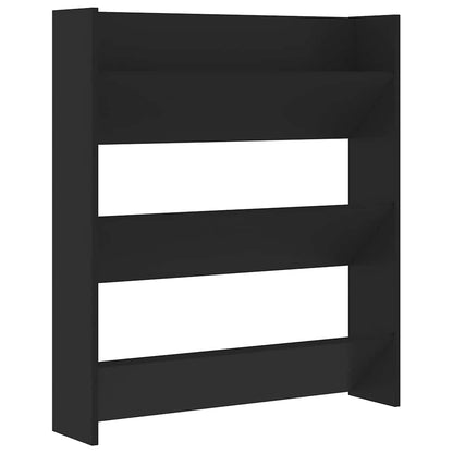 Scarpiera a Muro Nera 80x18x90 cm in Legno Multistrato