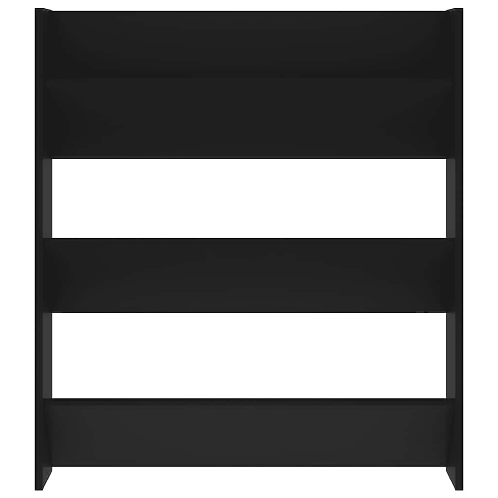 Black Wall Shoe Rack 80x18x90 cm in Multilayer Wood