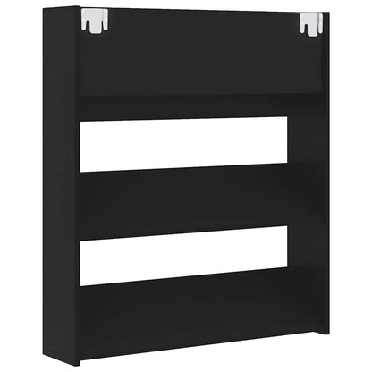 Black Wall Shoe Rack 80x18x90 cm in Multilayer Wood