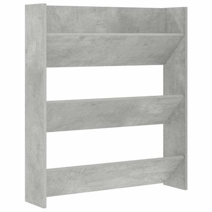 Scarpiera a Muro Grigio Cemento 80x18x90cm in Legno Multistrato