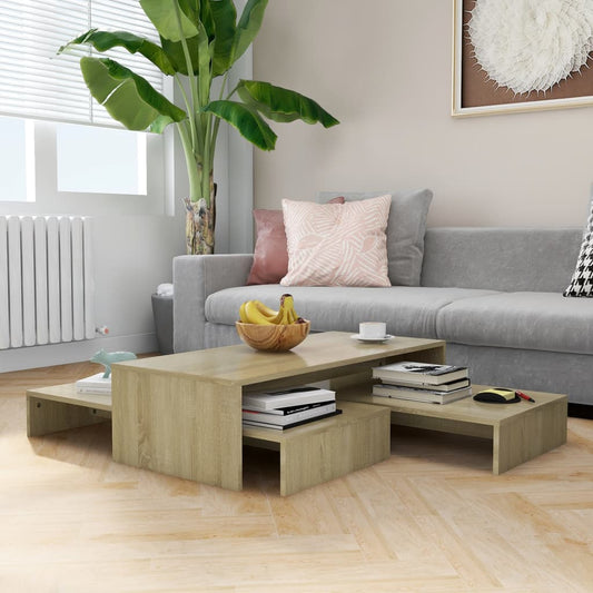 Set Tavolini Estraibili Rovere Sonoma 100x100x26,5 Multistrato | homemem39