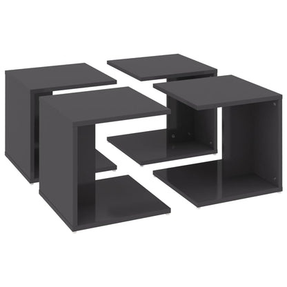 Tavolini Salotto 4pz Grigio Lucido 33x33x33cm Legno Multistrato | homemem39