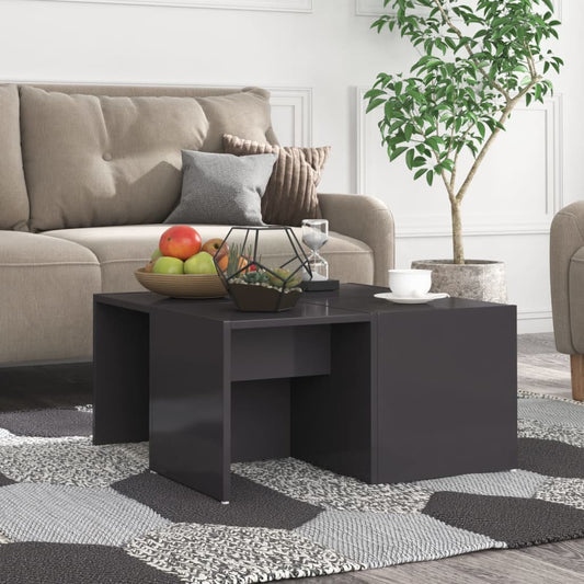 Tavolini Salotto 4pz Grigio Lucido 33x33x33cm Legno Multistrato | homemem39