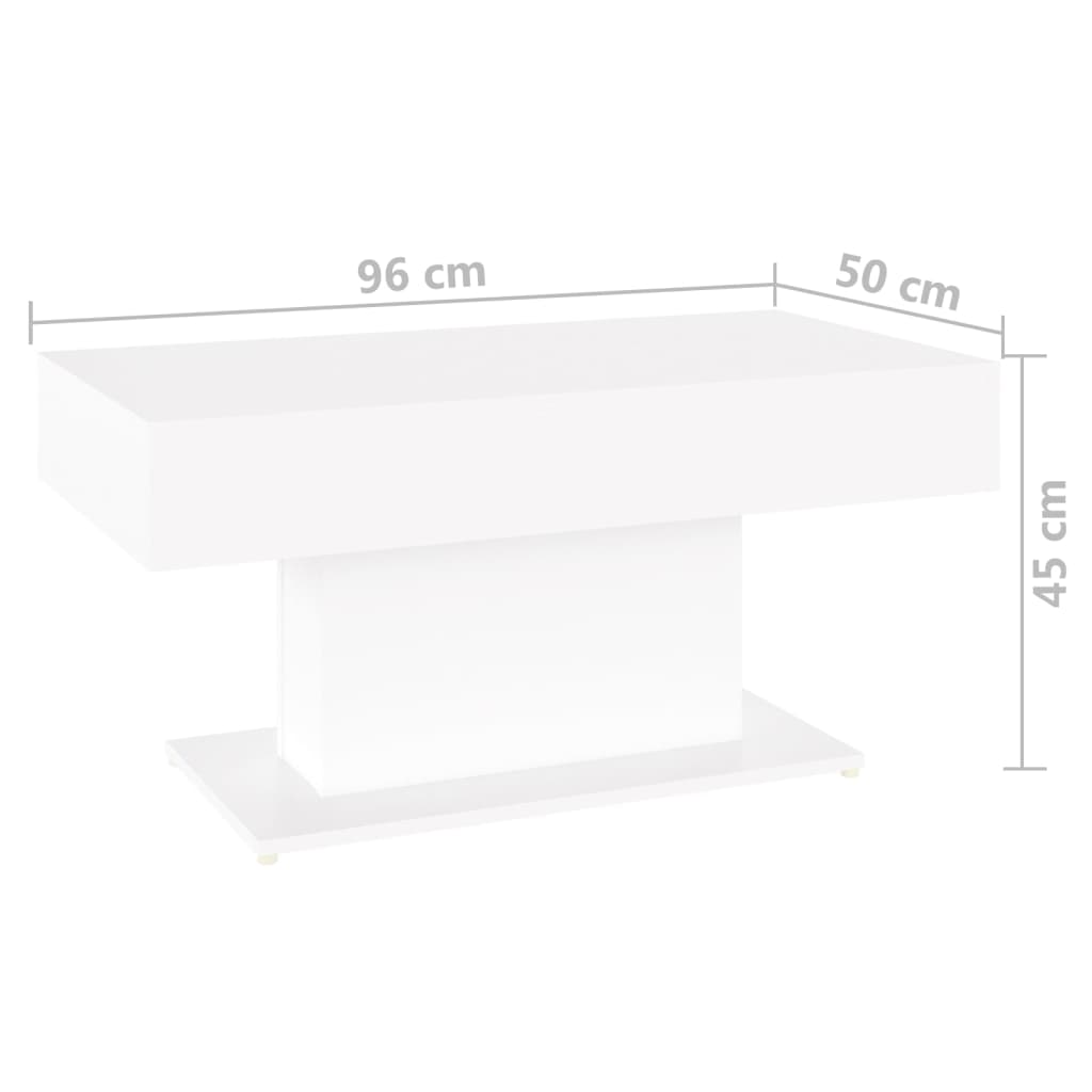 Tavolino da Salotto Bianco 96x50x45 cm in Legno Multistrato