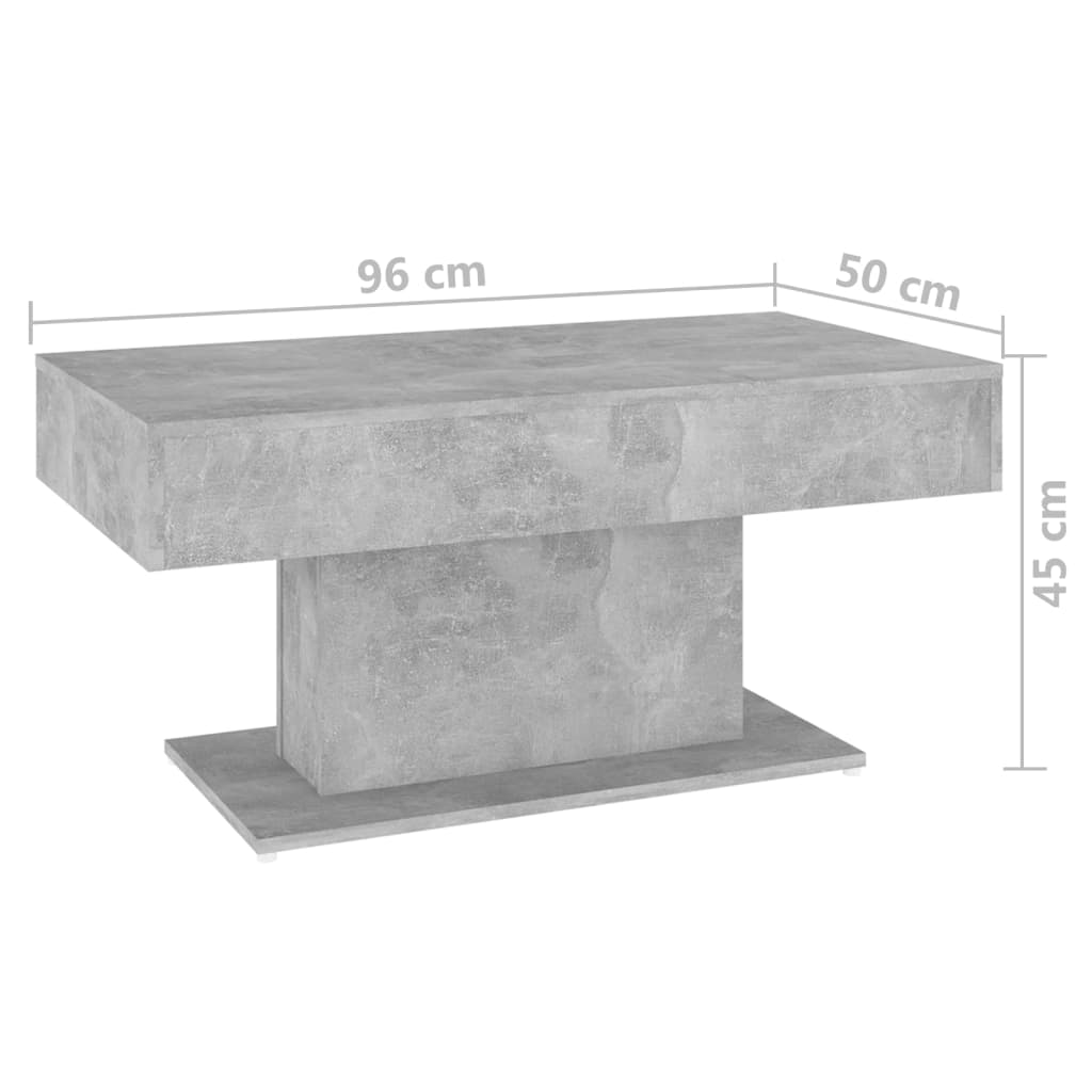 Tavolino da Salotto Grigio Cemento 96x50x45cm Legno Multistrato | homemem39