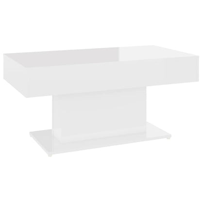 Tavolino da Salotto Bianco Lucido 96x50x45 cm Legno Multistrato