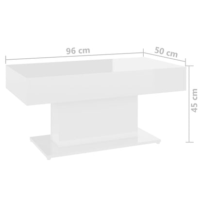 Tavolino da Salotto Bianco Lucido 96x50x45 cm Legno Multistrato