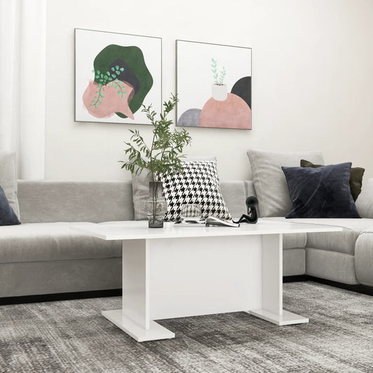 Tavolino da Salotto Bianco 103,5x60x40 cm in Legno Multistrato | homemem39