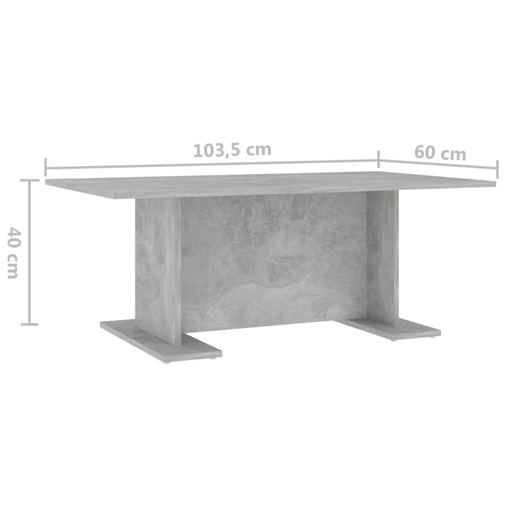 Tavolino Salotto Grigio Cemento 103,5x60x40cm Legno Multistrato | homemem39