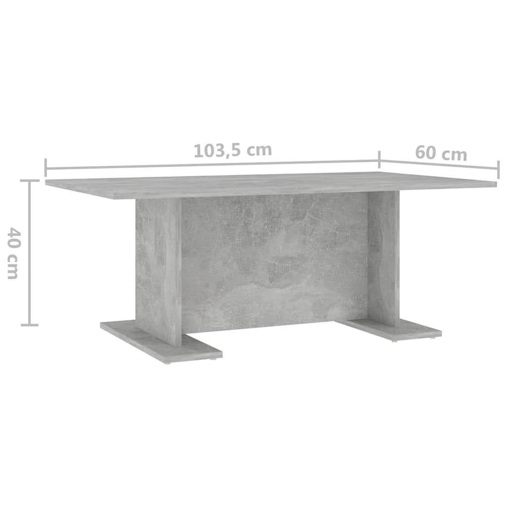 Tavolino Salotto Grigio Cemento 103,5x60x40cm Legno Multistrato