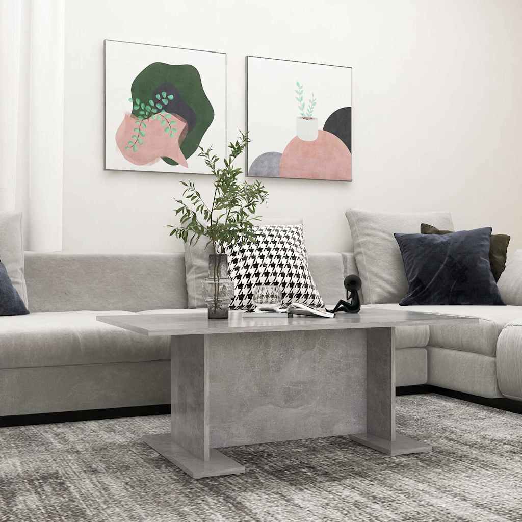 Tavolino Salotto Grigio Cemento 103,5x60x40cm Legno Multistrato