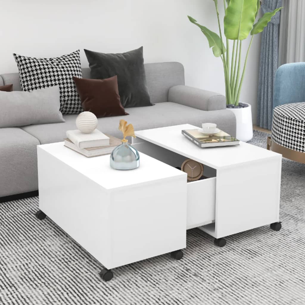 Tavolino da Salotto Bianco 75x75x38 cm in Legno Multistrato | homemem39