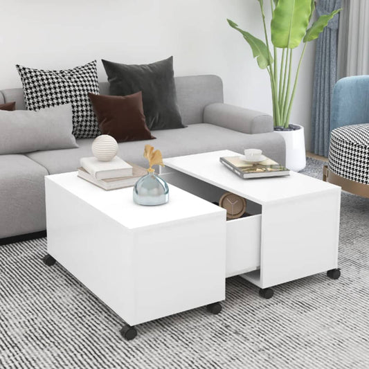 Tavolino da Salotto Bianco 75x75x38 cm in Legno Multistrato | homemem39