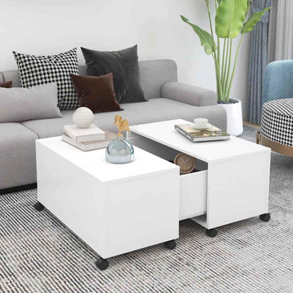 Tavolino da Salotto Bianco 75x75x38 cm in Legno Multistrato
