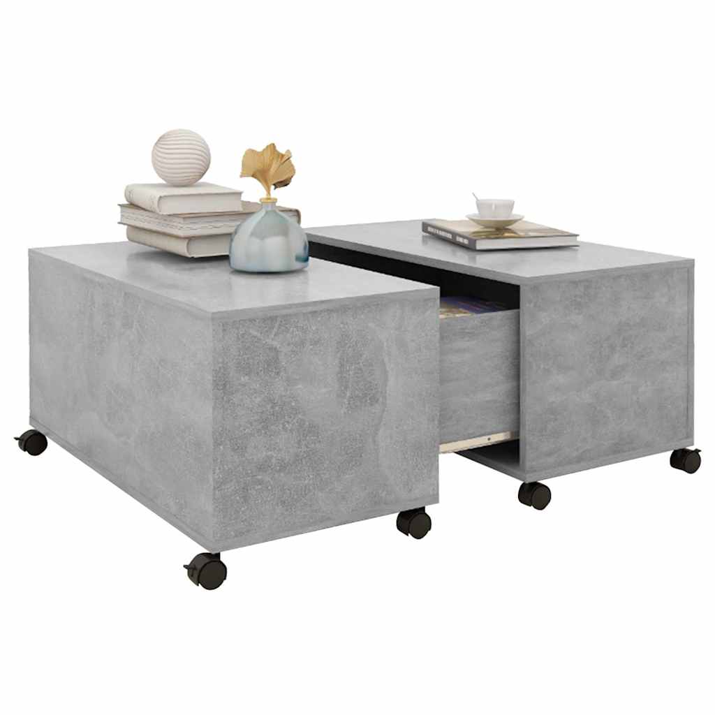 Tavolino da Salotto Grigio Cemento 75x75x38cm Legno Multistrato