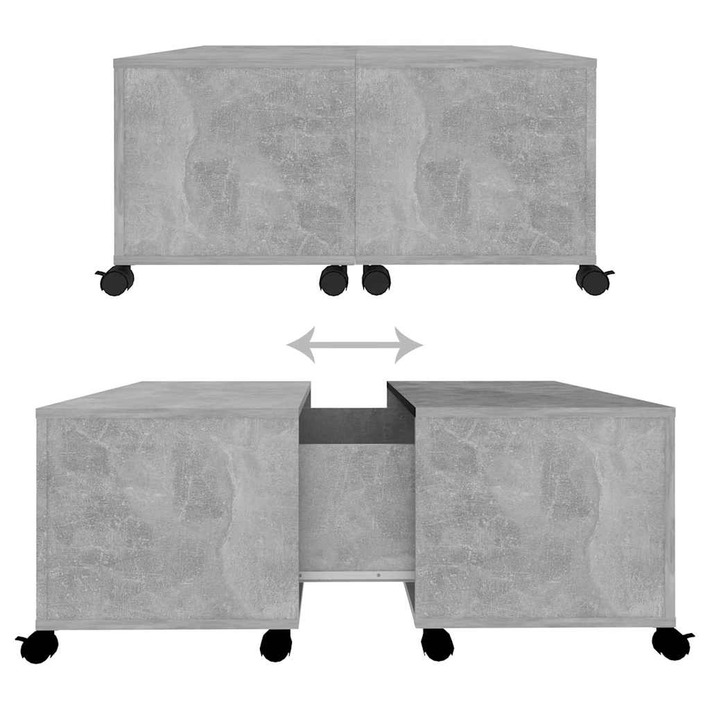 Tavolino da Salotto Grigio Cemento 75x75x38cm Legno Multistrato