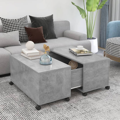 Tavolino da Salotto Grigio Cemento 75x75x38cm Legno Multistrato | homemem39