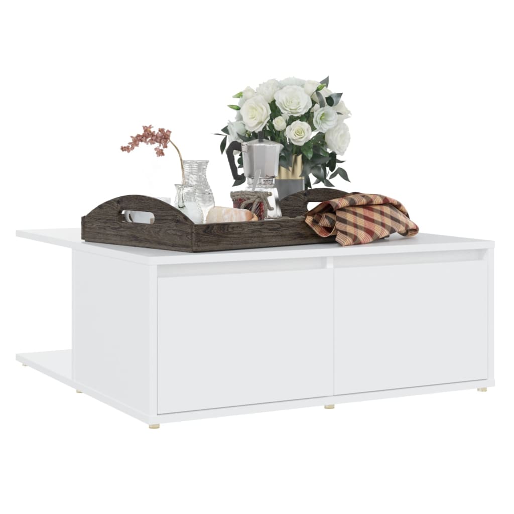 Tavolino da Salotto Bianco 80x80x31 cm in Legno Multistrato | homemem39
