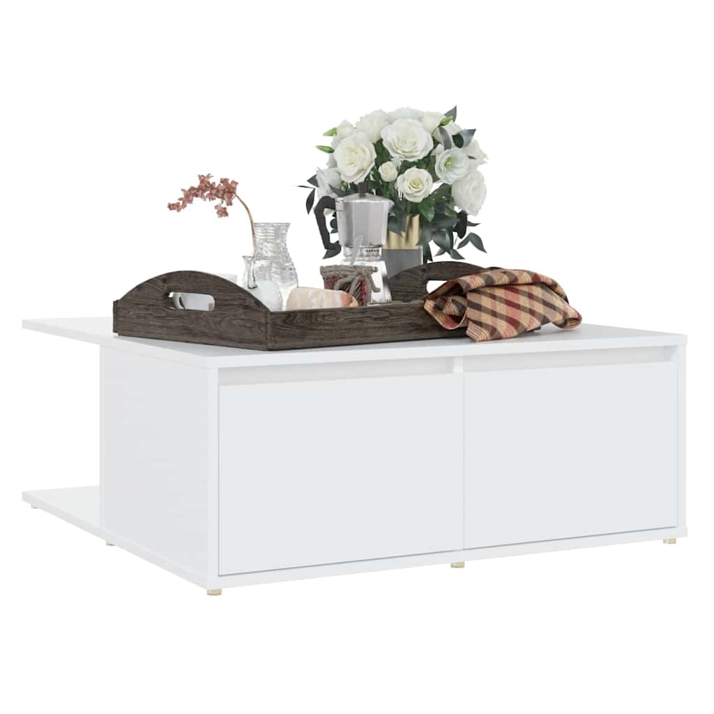 Tavolino da Salotto Bianco 80x80x31 cm in Legno Multistrato