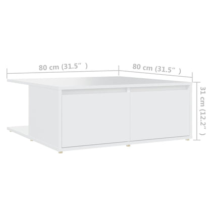 Tavolino da Salotto Bianco 80x80x31 cm in Legno Multistrato | homemem39