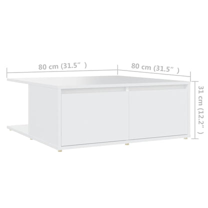 Tavolino da Salotto Bianco 80x80x31 cm in Legno Multistrato