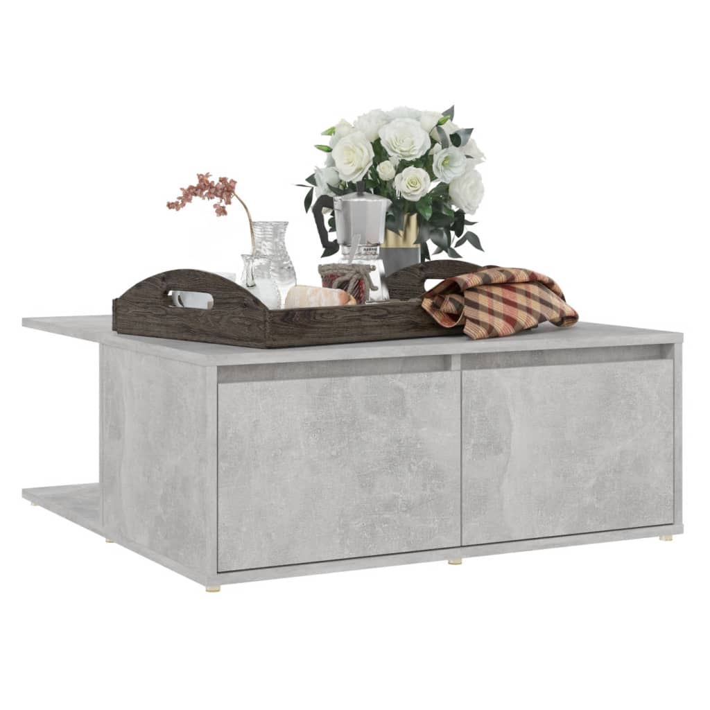 Tavolino da Salotto Grigio Cemento 80x80x31cm Legno Multistrato | homemem39