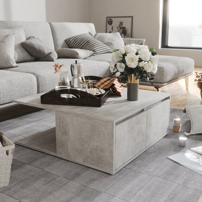 Tavolino da Salotto Grigio Cemento 80x80x31cm Legno Multistrato | homemem39